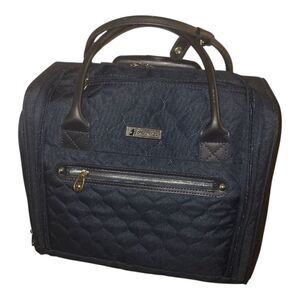 London Fog Calypso Carry On Luggage Travel Bag Suitcase Navy Blue